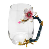 Novelty Glass Cups with Flower Enamel Handles - The unique Gadget