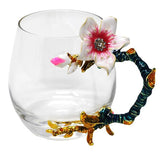 Novelty Glass Cups with Flower Enamel Handles - The unique Gadget